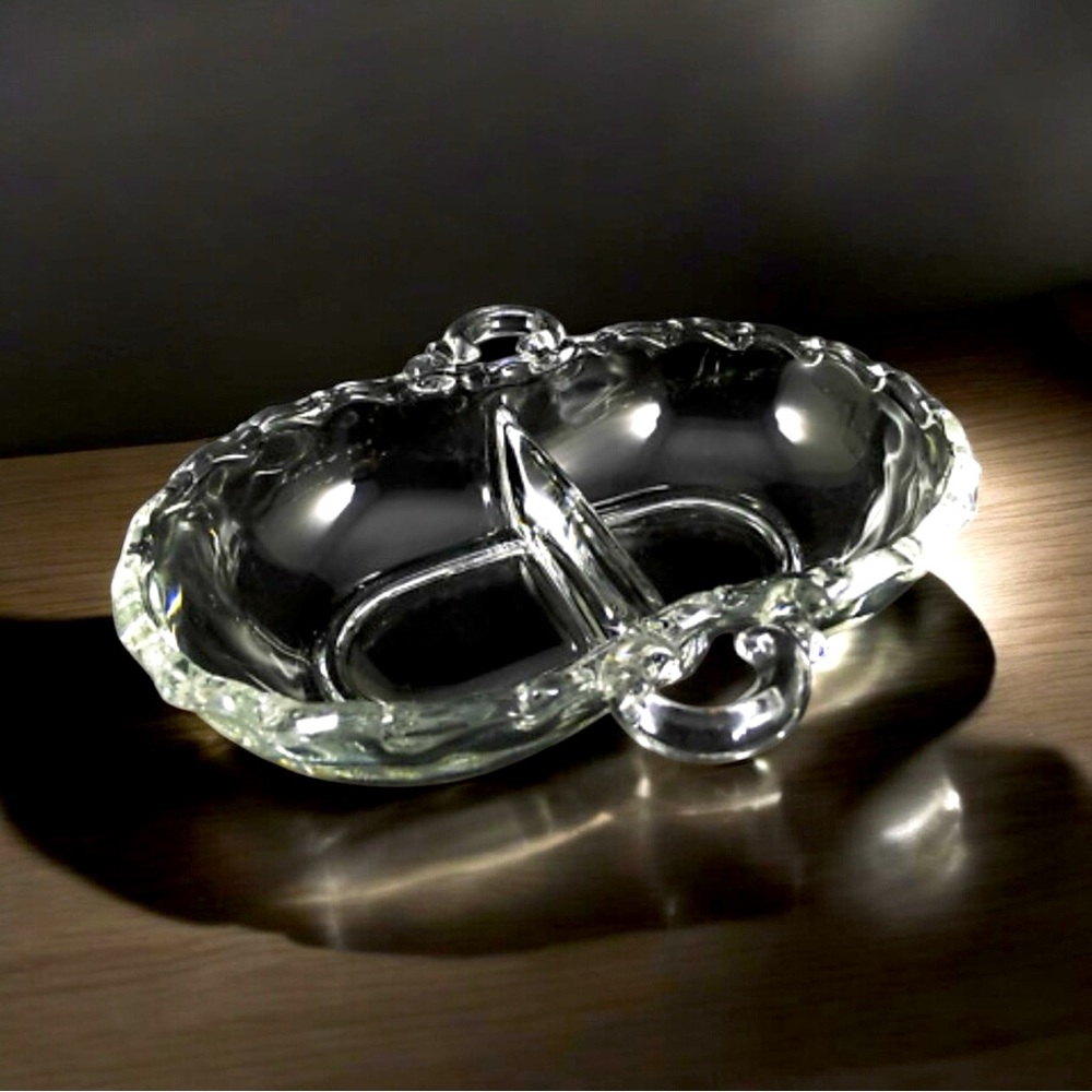Vintage Near-Mint CENTURY Fostoria 2-Part Relish Candy Nut Dish